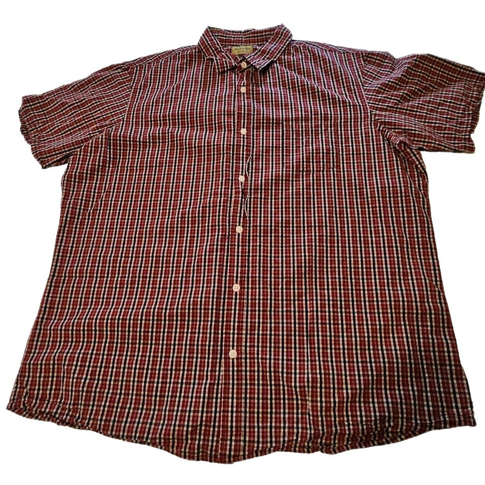 Mens Life & Style XXL Red/Black Plaid Button Up Shirt Casual, Workwear Travel